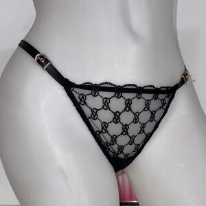 🔥Victoria's Secret Black Mesh Panties thong Sz Large NWT
